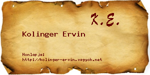Kolinger Ervin névjegykártya